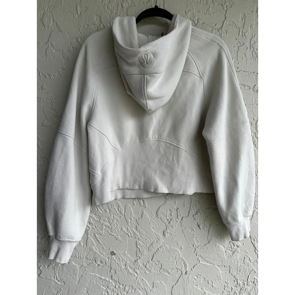 Lululemon Scuba Oversized Half-Zip Hoodie Cream Cropped Sweatshirt Women XS/S